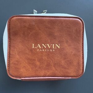 Lanvin Parfums Brown Leatherette Men's Toiletry Pouch with Gold Logo